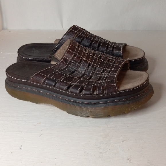 Dr. Martens Dark Brown Plaid Slide Sandals main image 5